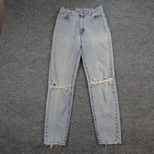Vintage Levis Jeans Womens 28x30 Light Wash Tapered Distressed USA High Rise